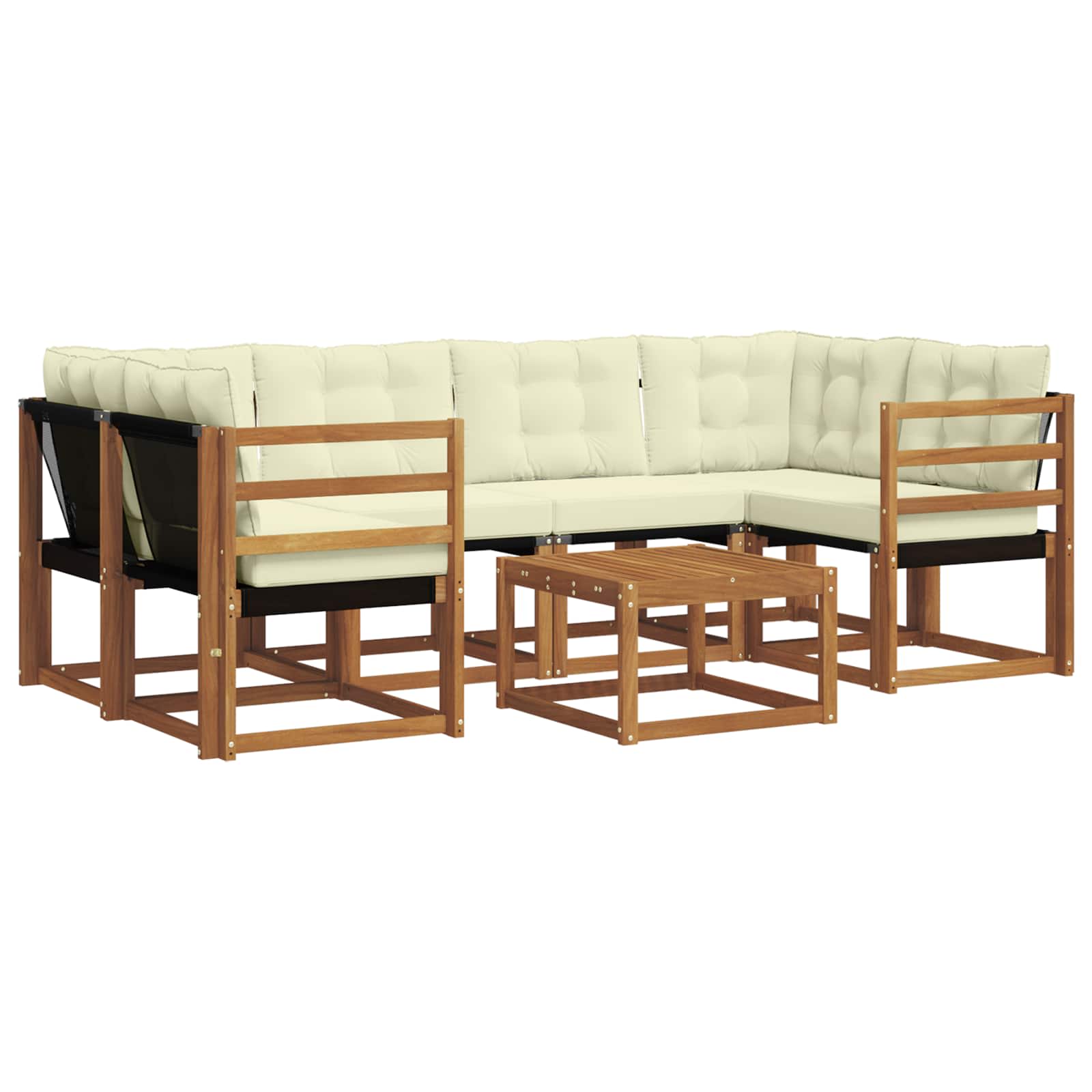 Outdoor-Sofagarnitur mit Kissen 7 pcs Natur und Creme