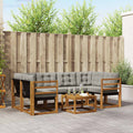 Outdoor-Sofagarnitur mit Kissen 7 pcs Natürlich und Hellgrau