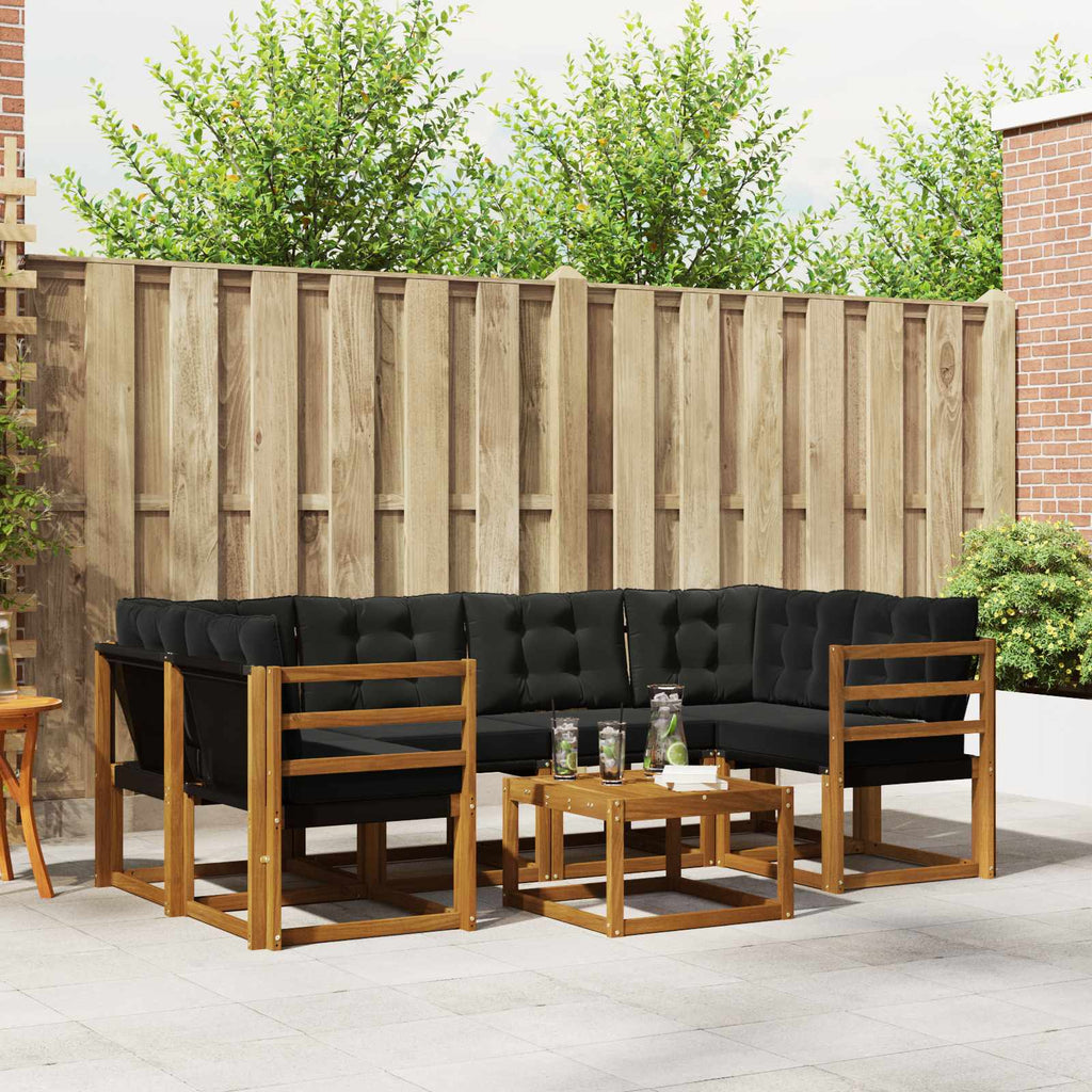 Outdoor-Sofagarnitur mit Kissen 7 pcs Natürlich und Schwarz
