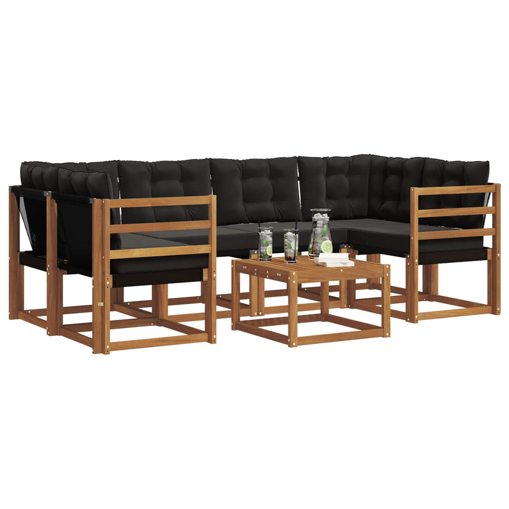 Outdoor-Sofagarnitur mit Kissen 7 pcs Natürlich und Schwarz