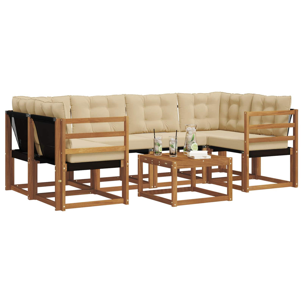 Outdoor-Sofagarnitur mit Kissen 7 pcs Natur und Beige