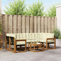 Outdoor-Sofagarnitur mit Kissen 7 pcs Natur und Creme