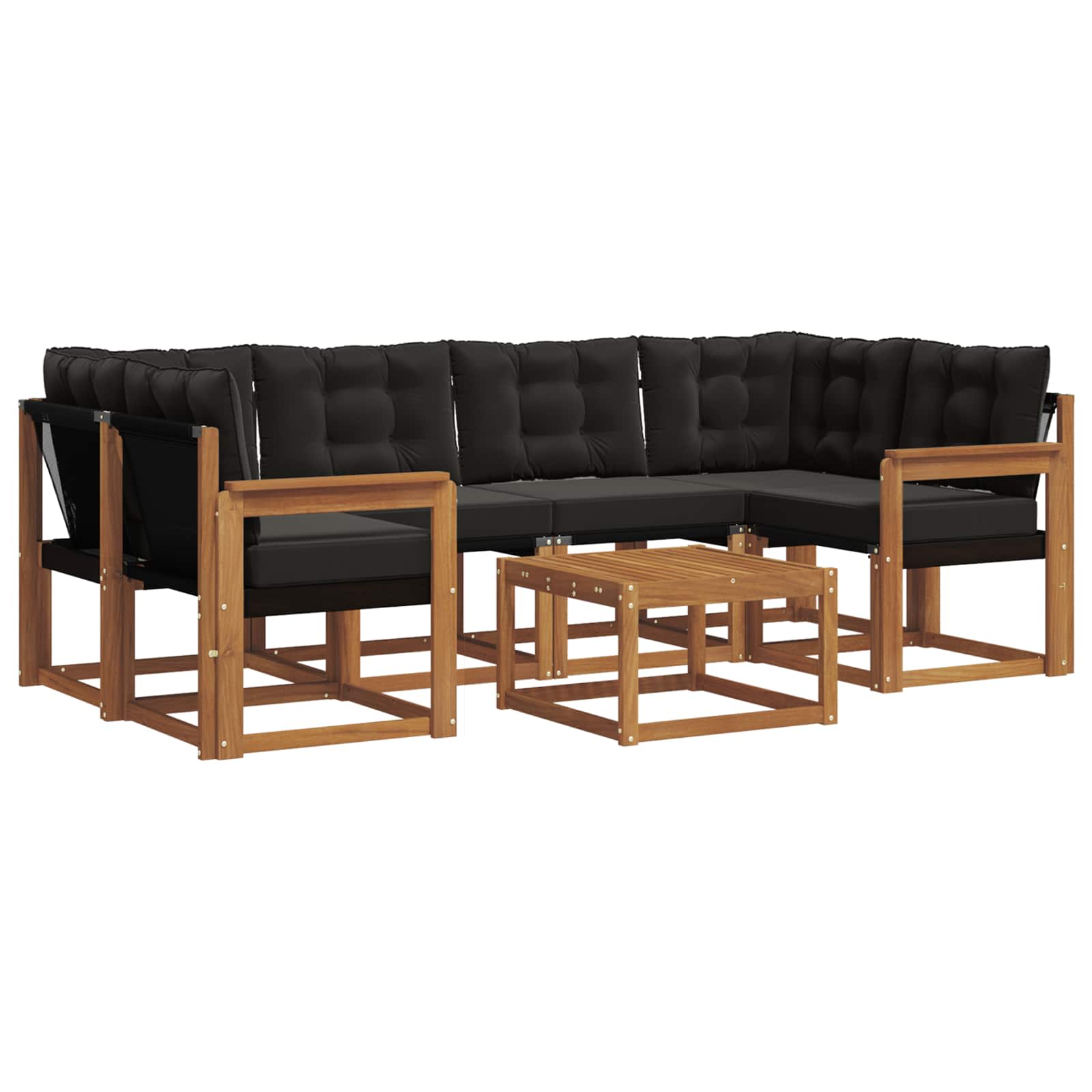Outdoor-Sofagarnitur mit Kissen 7 pcs Natürlich und Schwarz
