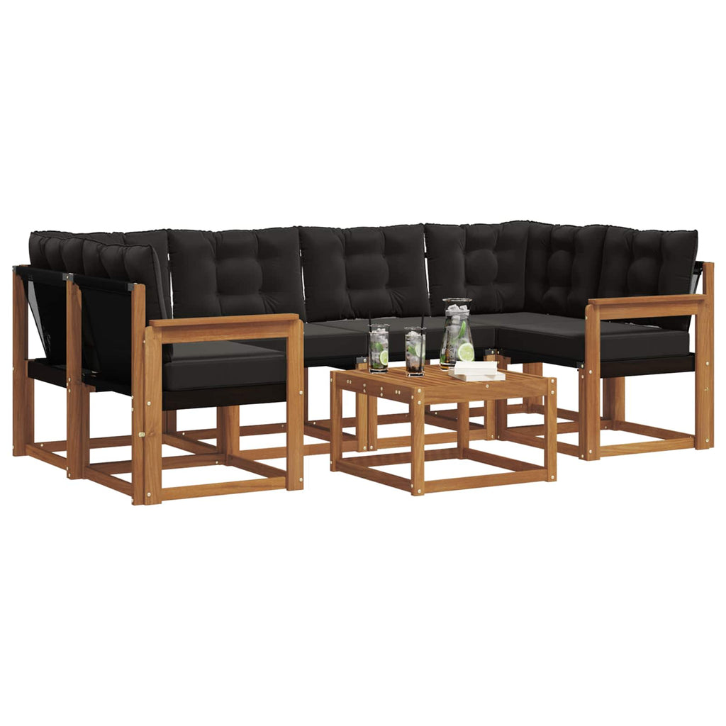 Outdoor-Sofagarnitur mit Kissen 7 pcs Natürlich und Schwarz