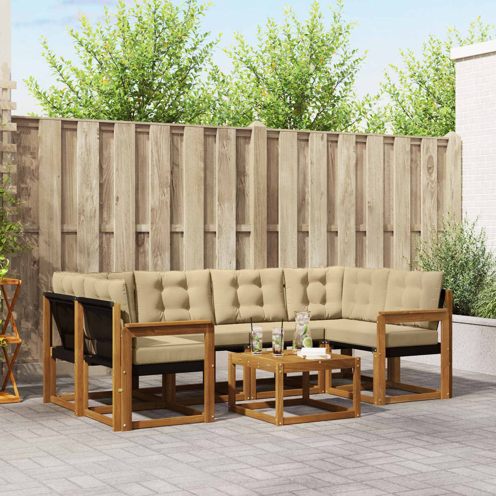 Outdoor-Sofagarnitur mit Kissen 7 pcs Natur und Beige