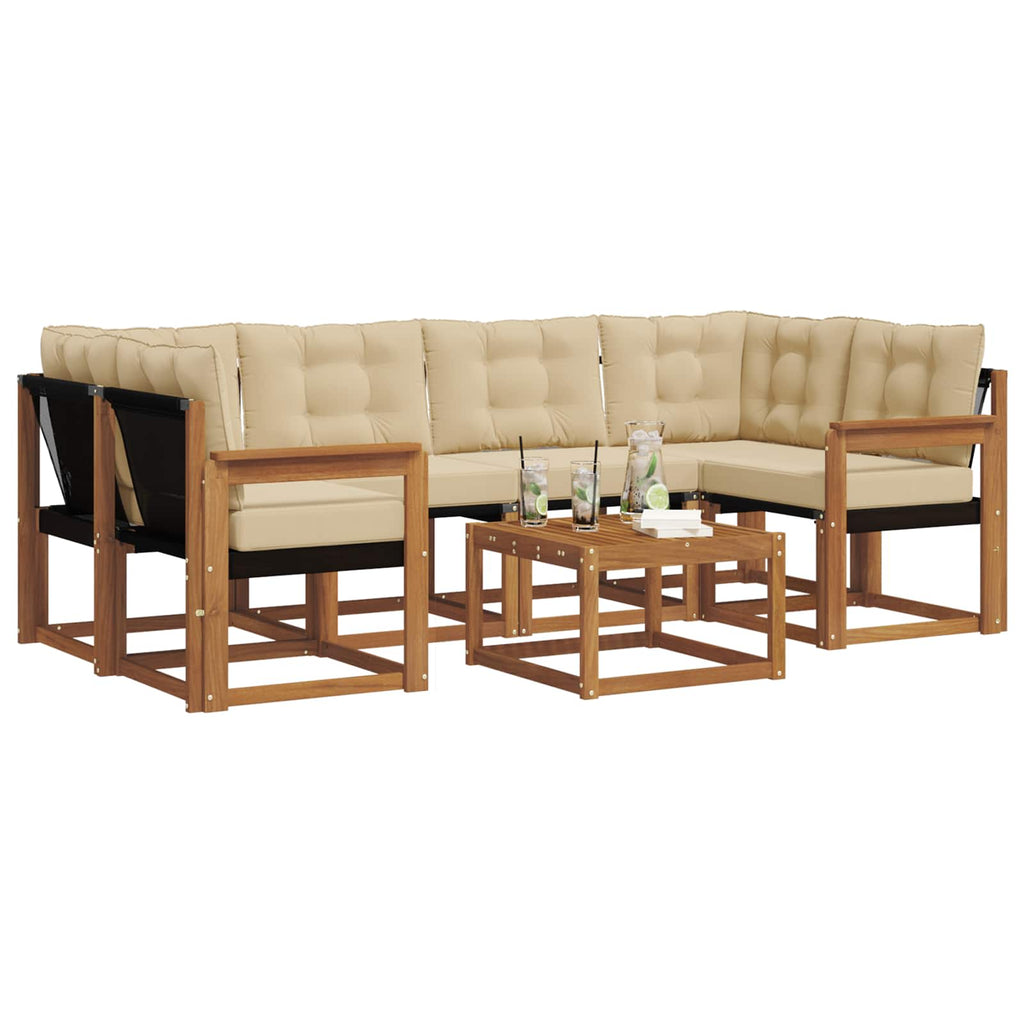 Outdoor-Sofagarnitur mit Kissen 7 pcs Natur und Beige