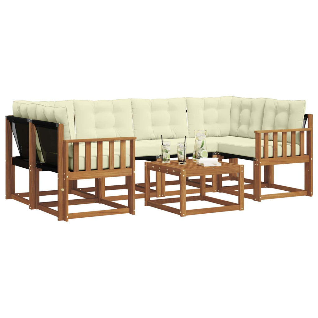 Outdoor-Sofagarnitur mit Kissen 7 pcs Natur und Creme