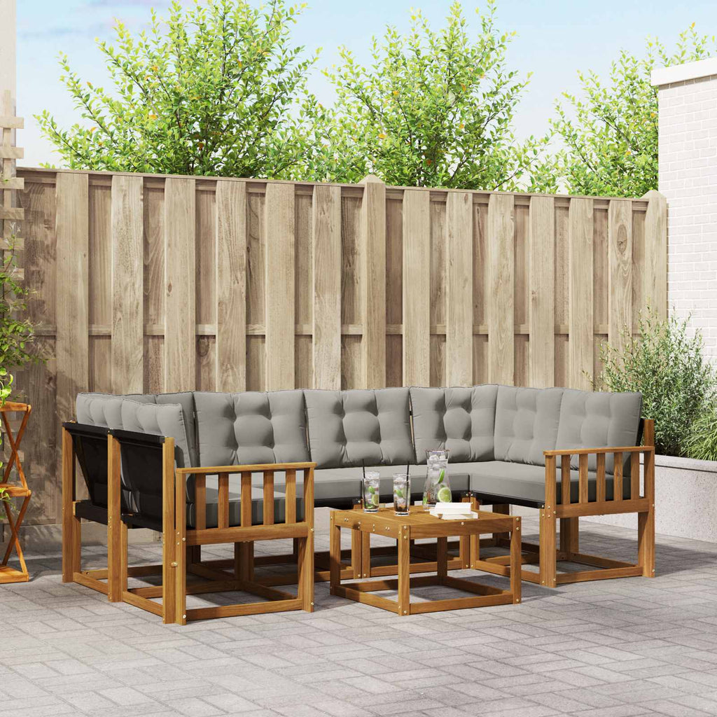 Outdoor-Sofagarnitur mit Kissen 7 pcs Natürlich und Hellgrau
