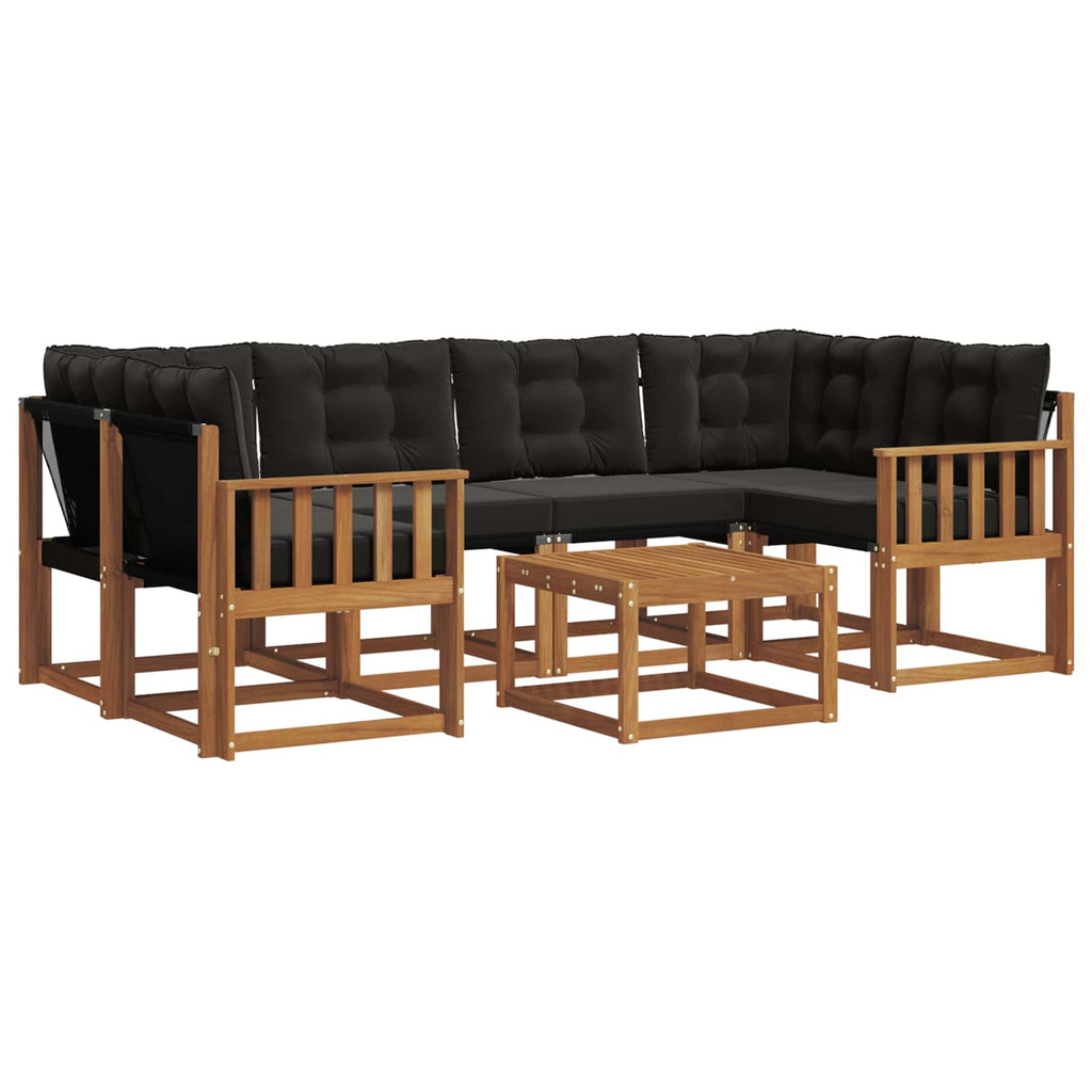 Outdoor-Sofagarnitur mit Kissen 7 pcs Natürlich und Schwarz