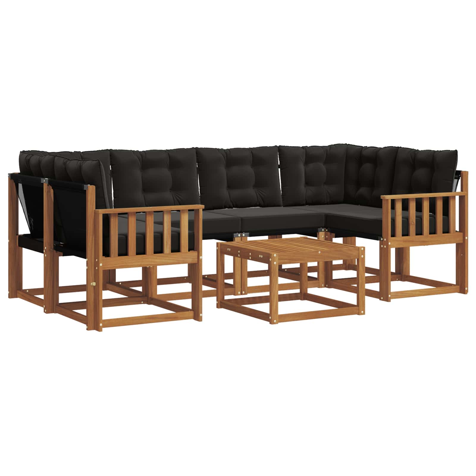 Outdoor-Sofagarnitur mit Kissen 7 pcs Natürlich und Schwarz