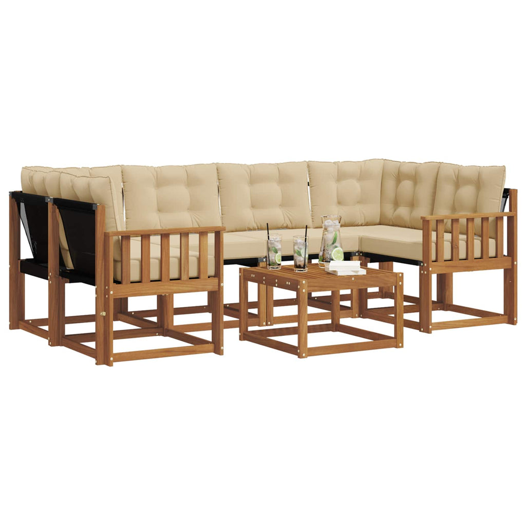 Outdoor-Sofagarnitur mit Kissen 7 pcs Natur und Beige