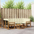 Outdoor-Sofagarnitur mit Kissen 7 pcs Natur und Creme