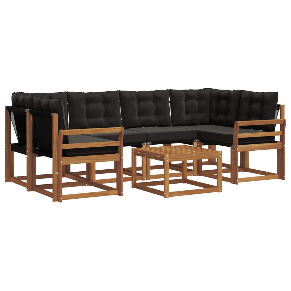 Outdoor-Sofagarnitur mit Kissen 7 pcs Natürlich und Schwarz