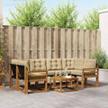 Outdoor-Sofagarnitur mit Kissen 7 pcs Natur und Beige