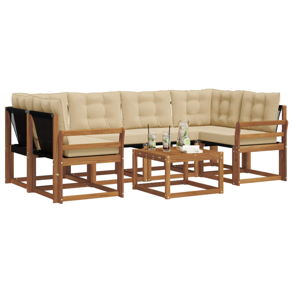 Outdoor-Sofagarnitur mit Kissen 7 pcs Natur und Beige