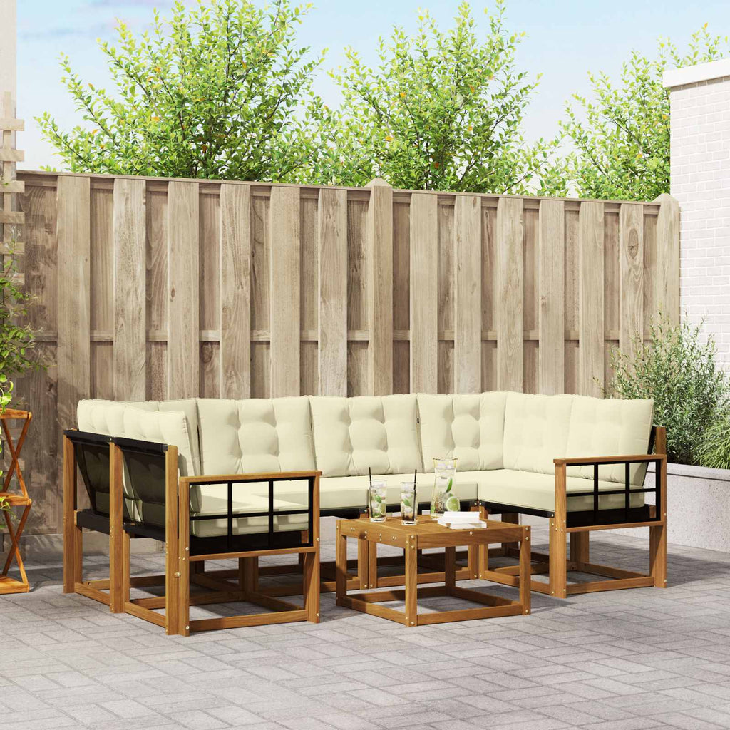 Outdoor-Sofagarnitur mit Kissen 7 pcs Natur und Creme