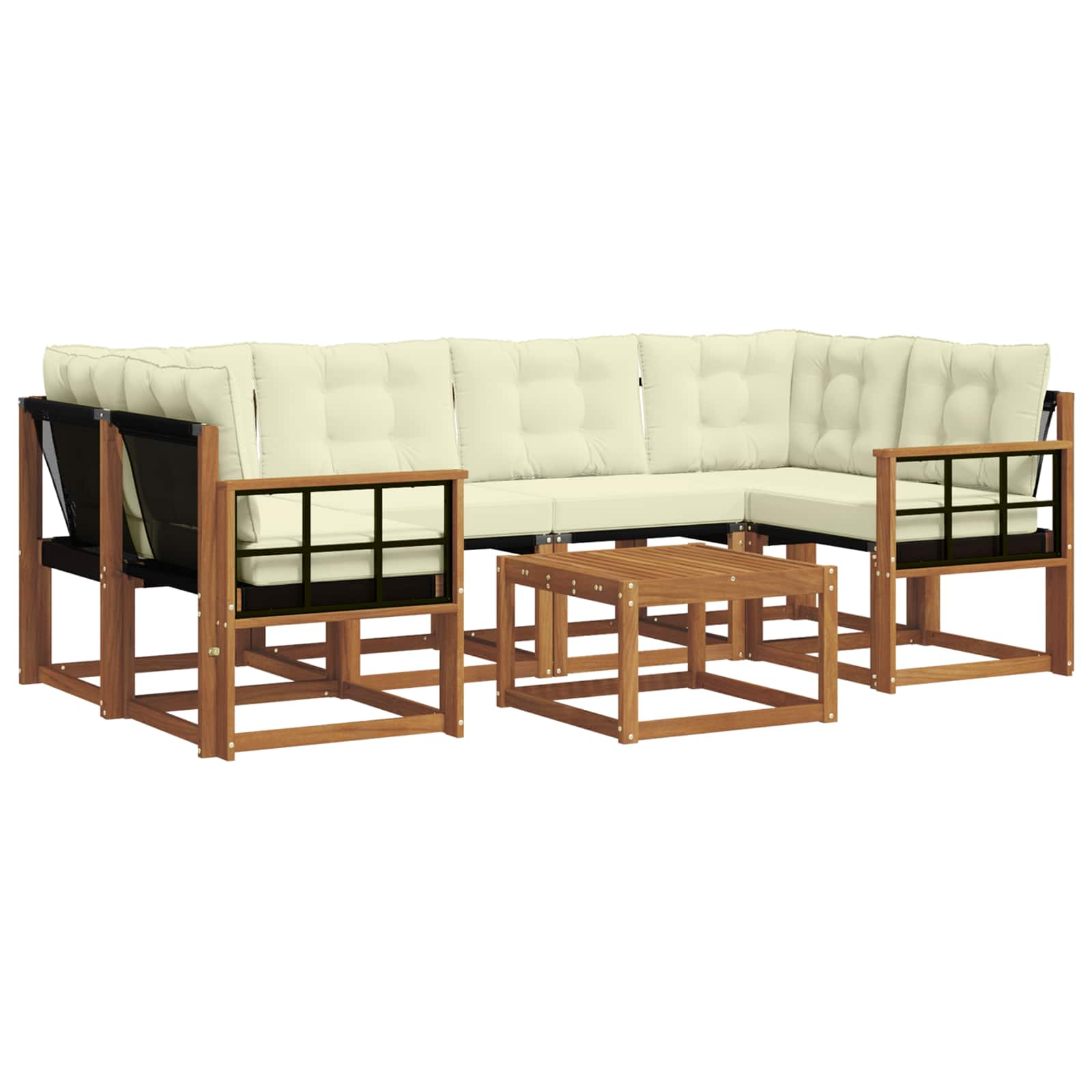 Outdoor-Sofagarnitur mit Kissen 7 pcs Natur und Creme