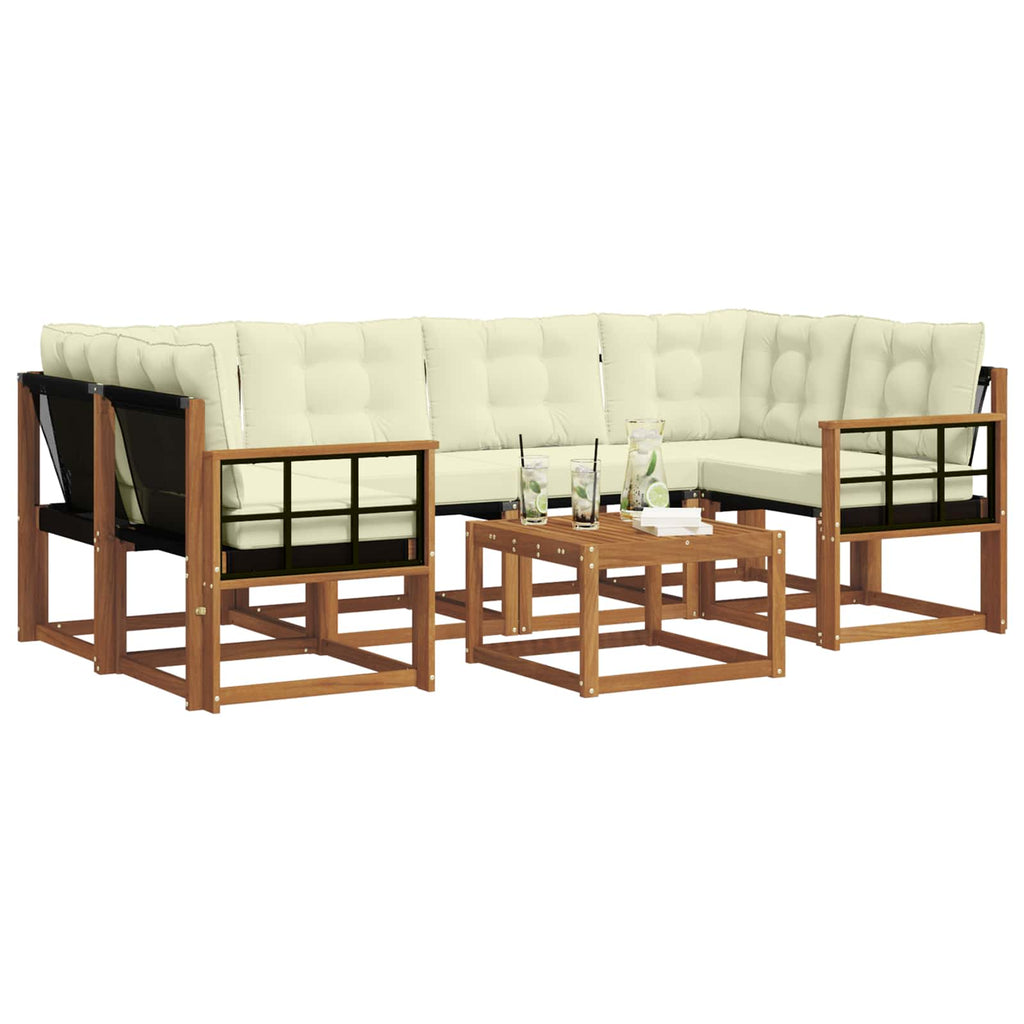 Outdoor-Sofagarnitur mit Kissen 7 pcs Natur und Creme
