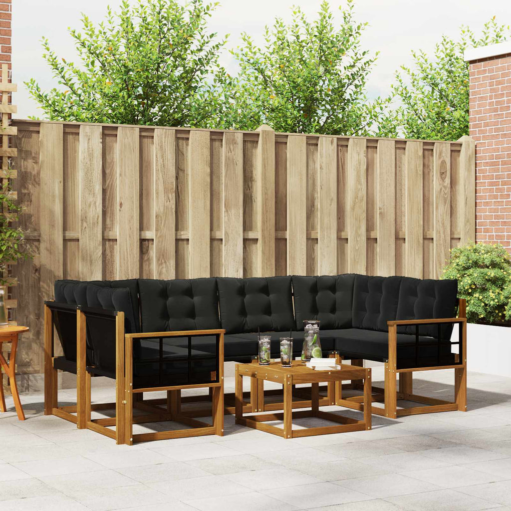 Outdoor-Sofagarnitur mit Kissen 7 pcs Natürlich und Schwarz