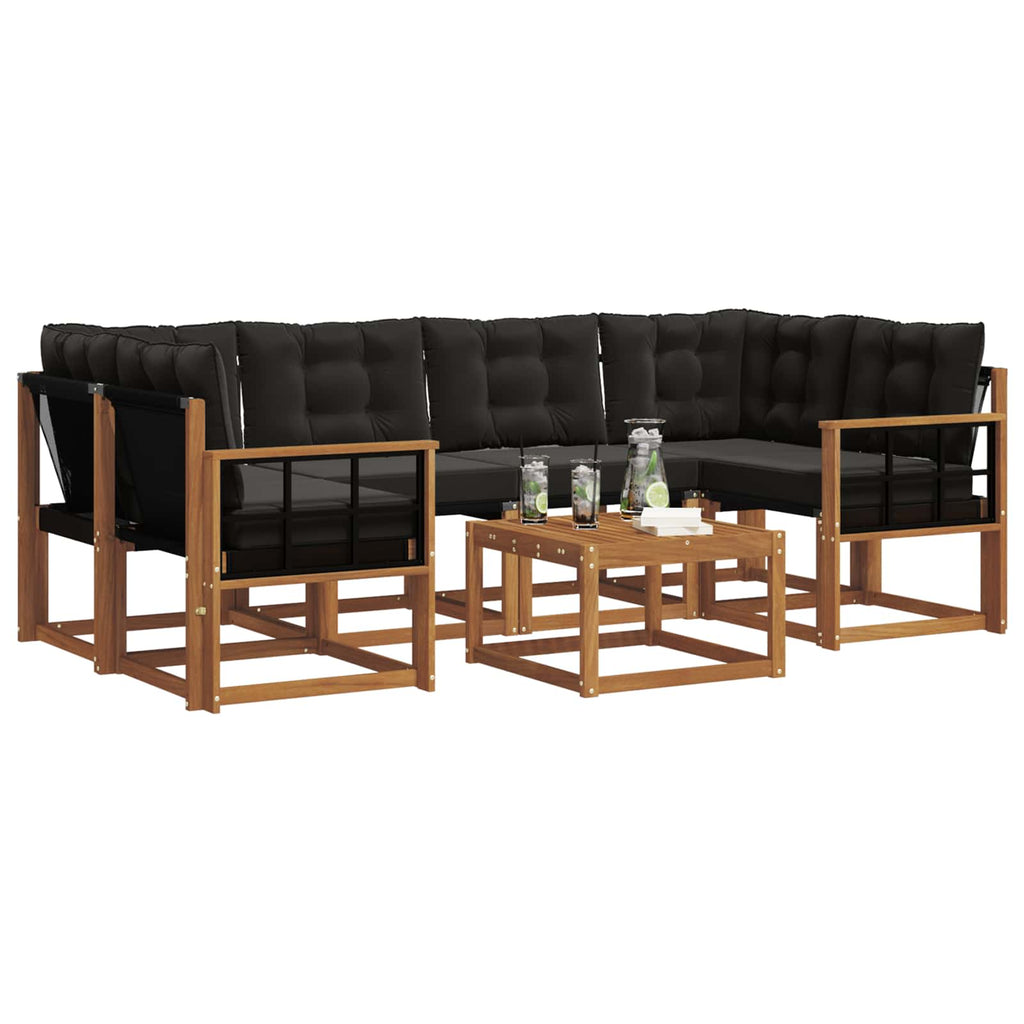 Outdoor-Sofagarnitur mit Kissen 7 pcs Natürlich und Schwarz