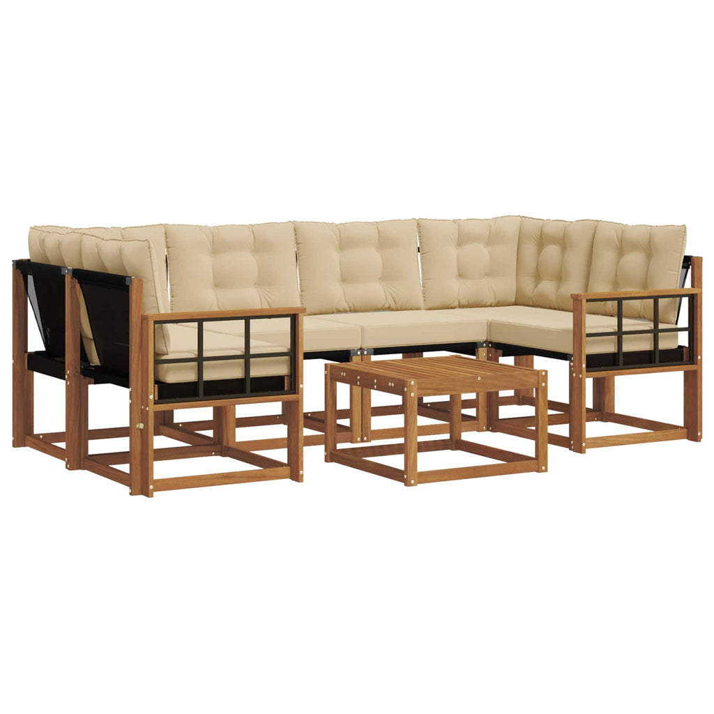 Outdoor-Sofagarnitur mit Kissen 7 pcs Natur und Beige