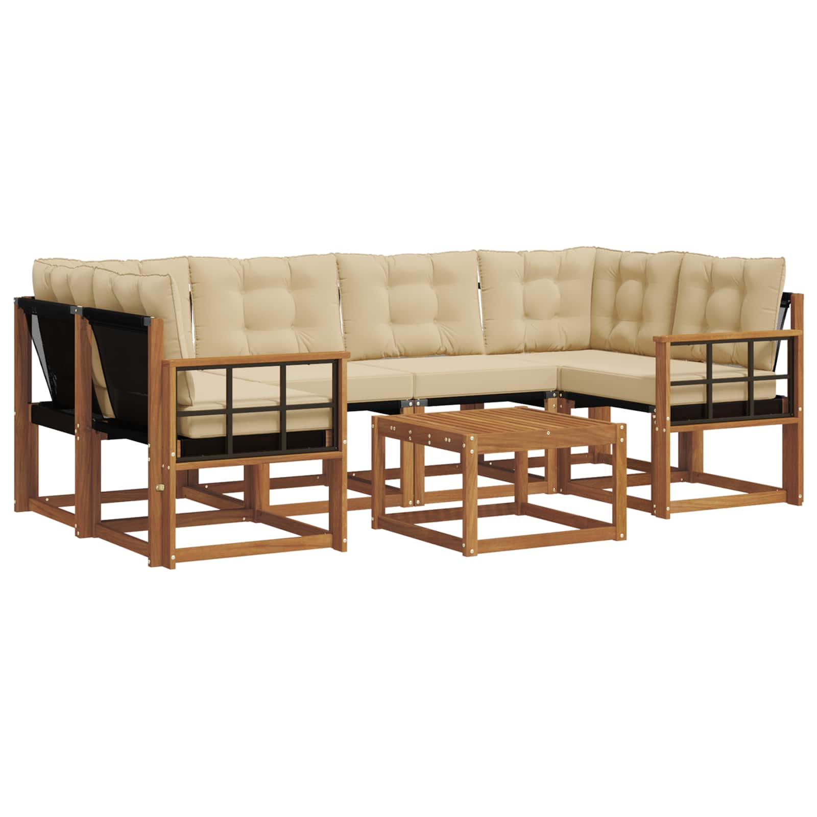 Outdoor-Sofagarnitur mit Kissen 7 pcs Natur und Beige