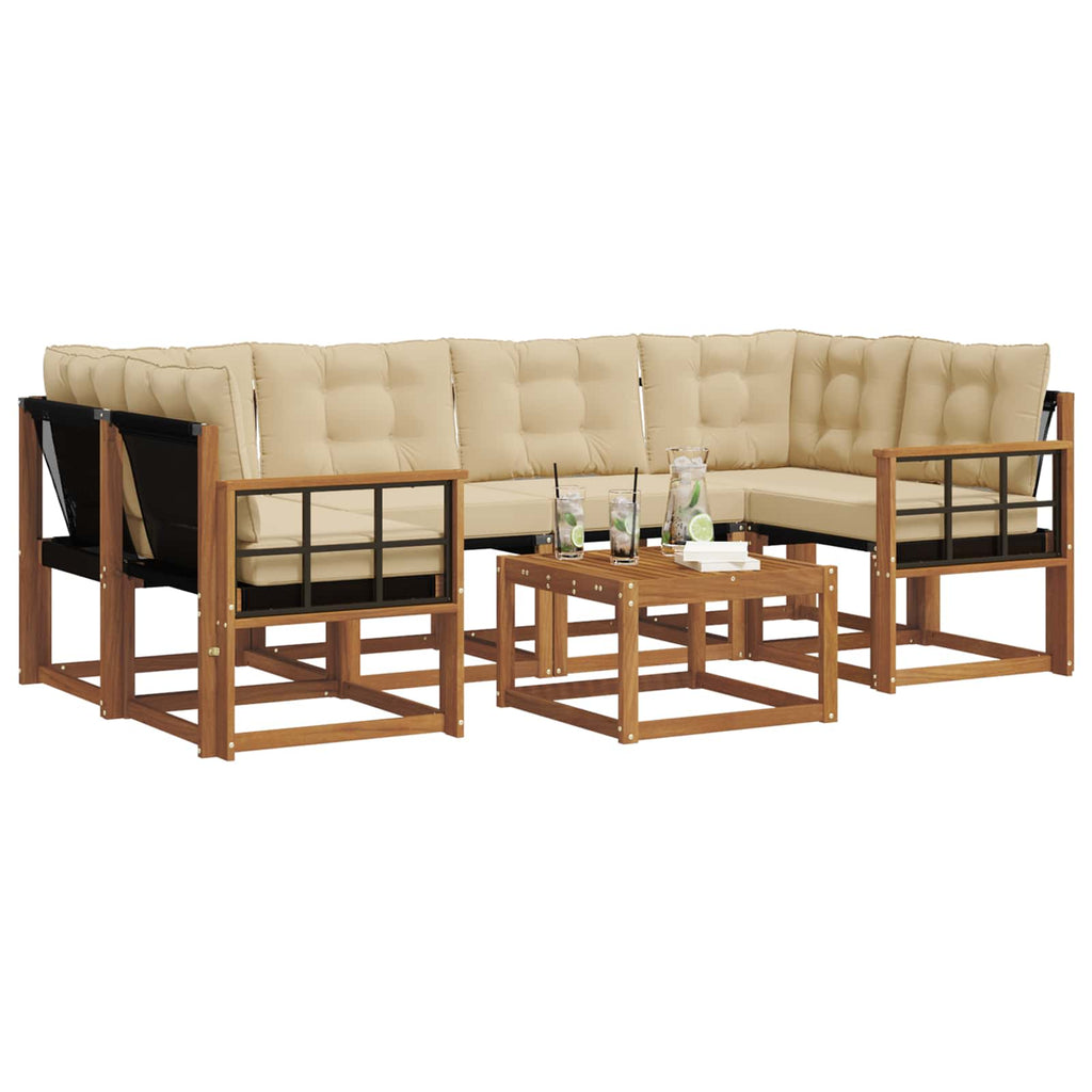 Outdoor-Sofagarnitur mit Kissen 7 pcs Natur und Beige
