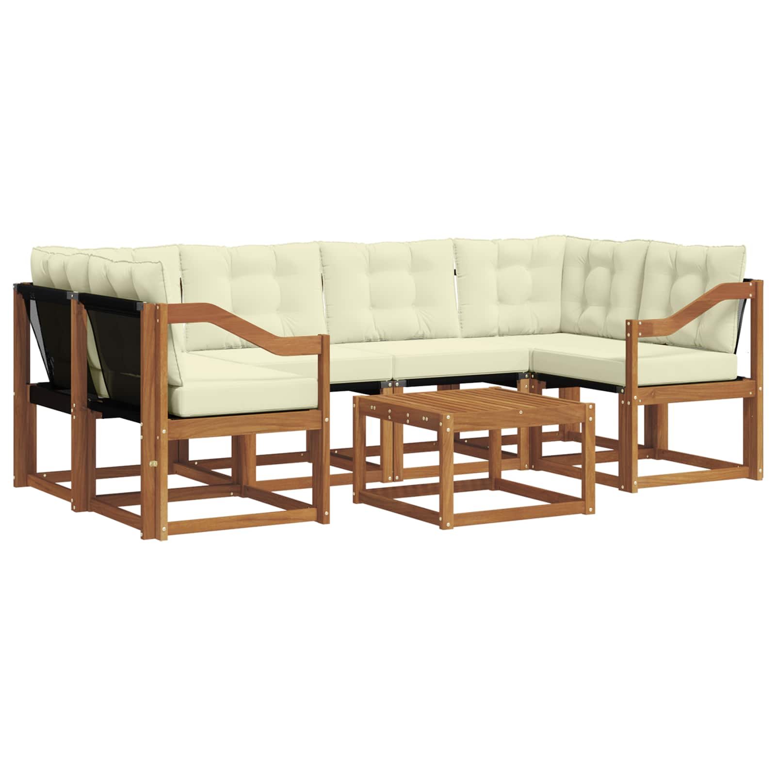 Outdoor-Sofagarnitur mit Kissen 7 pcs Natur und Creme