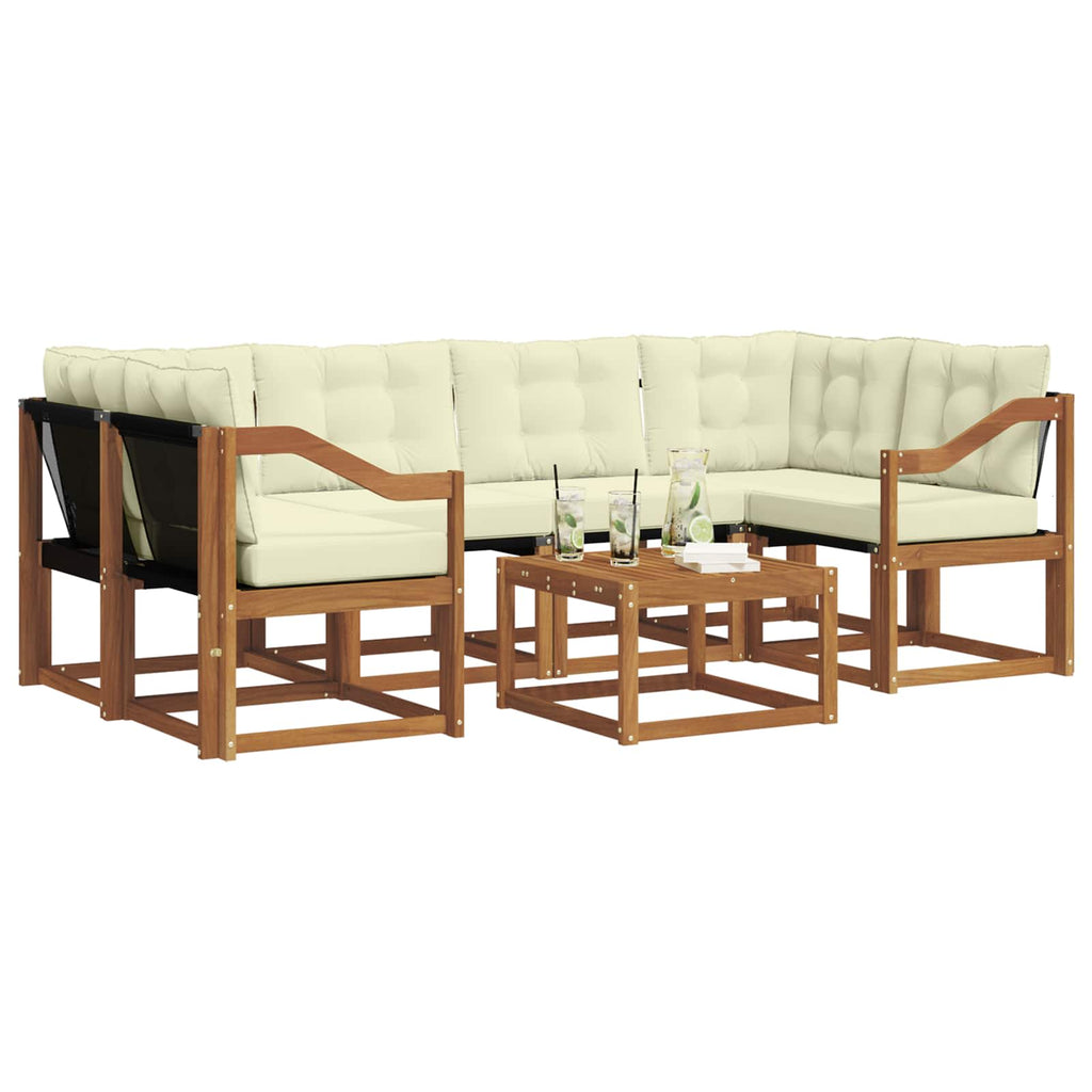 Outdoor-Sofagarnitur mit Kissen 7 pcs Natur und Creme