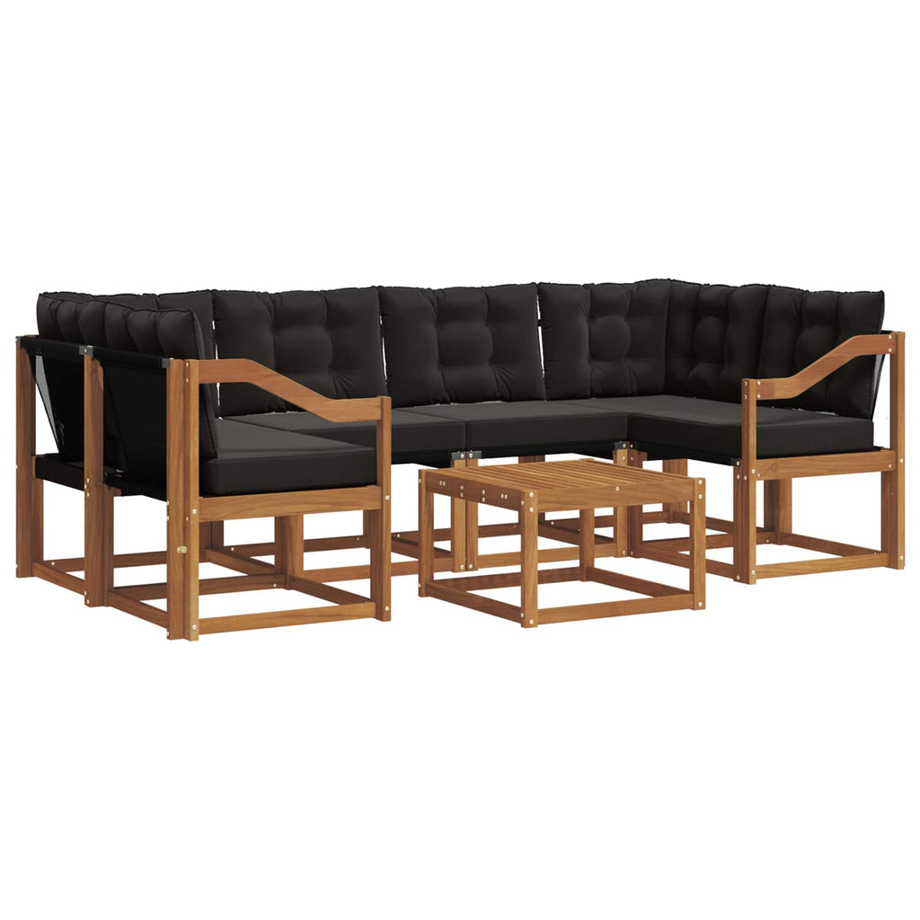 Outdoor-Sofagarnitur mit Kissen 7 pcs Natürlich und Schwarz