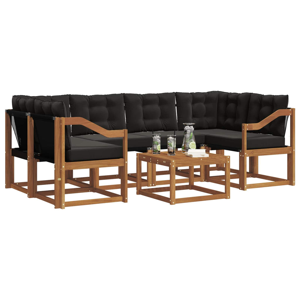 Outdoor-Sofagarnitur mit Kissen 7 pcs Natürlich und Schwarz