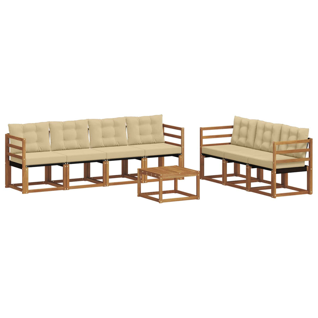 Outdoor-Sofagarnitur mit Kissen 8 pcs Natur und Beige