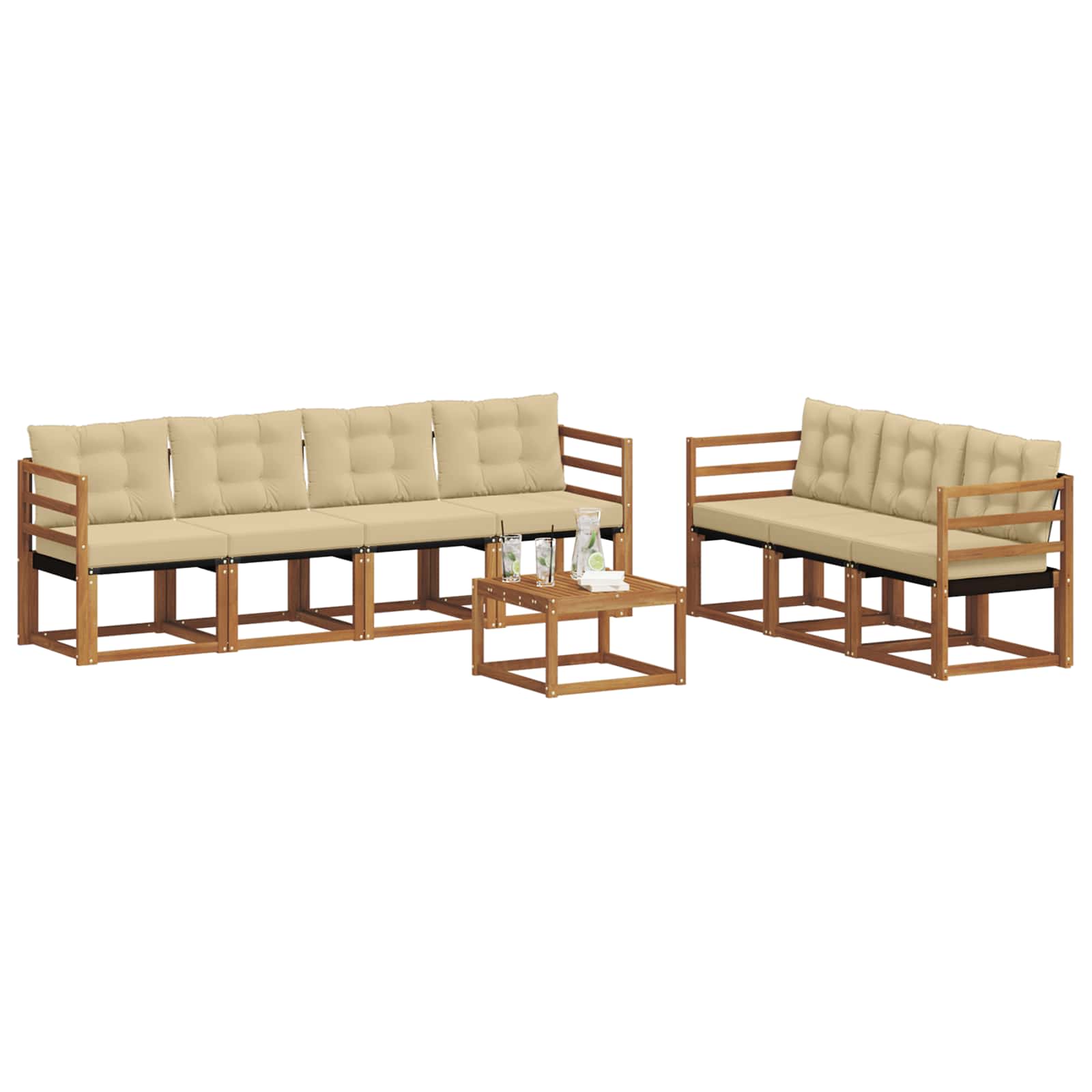 Outdoor-Sofagarnitur mit Kissen 8 pcs Natur und Beige