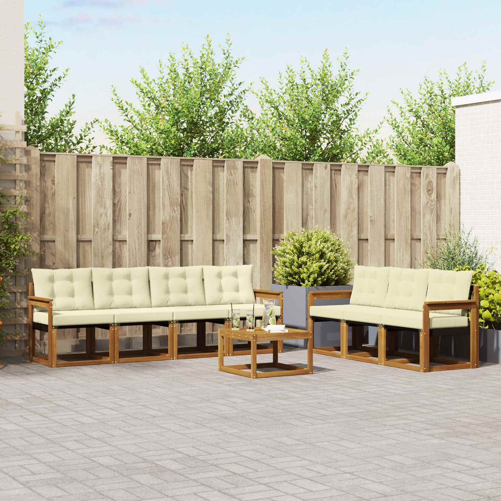 Outdoor-Sofagarnitur mit Kissen 8 pcs Natur und Creme