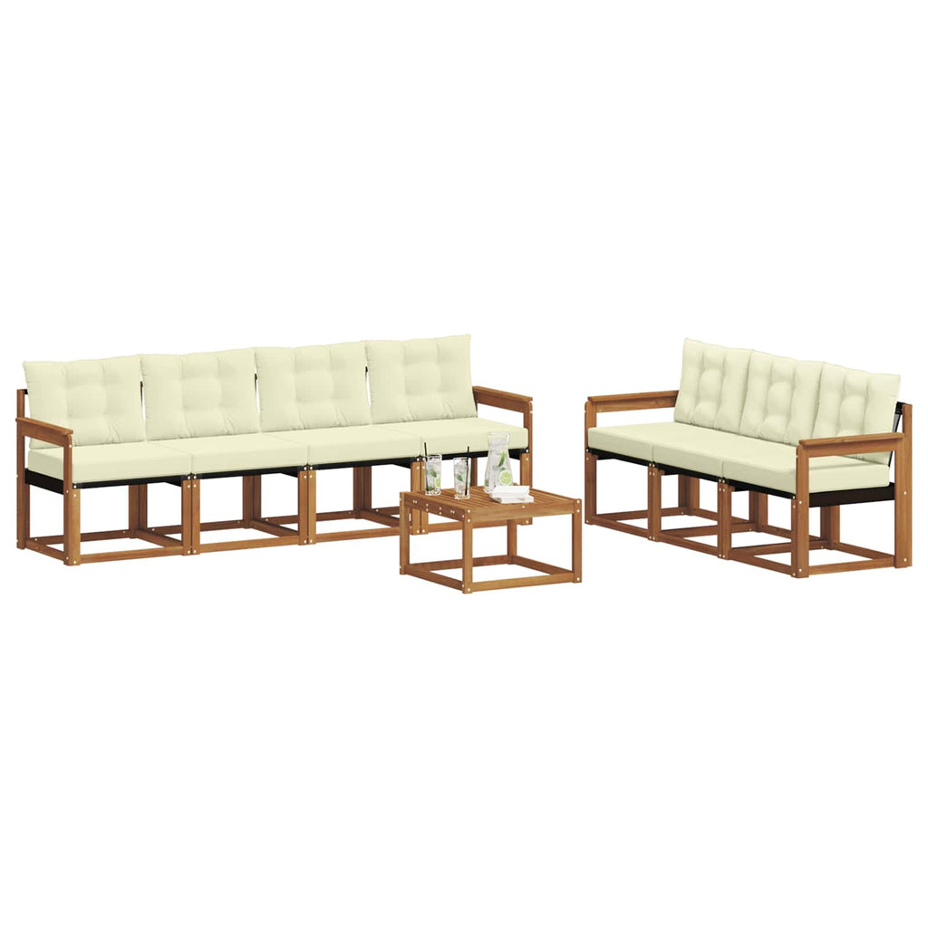 Outdoor-Sofagarnitur mit Kissen 8 pcs Natur und Creme