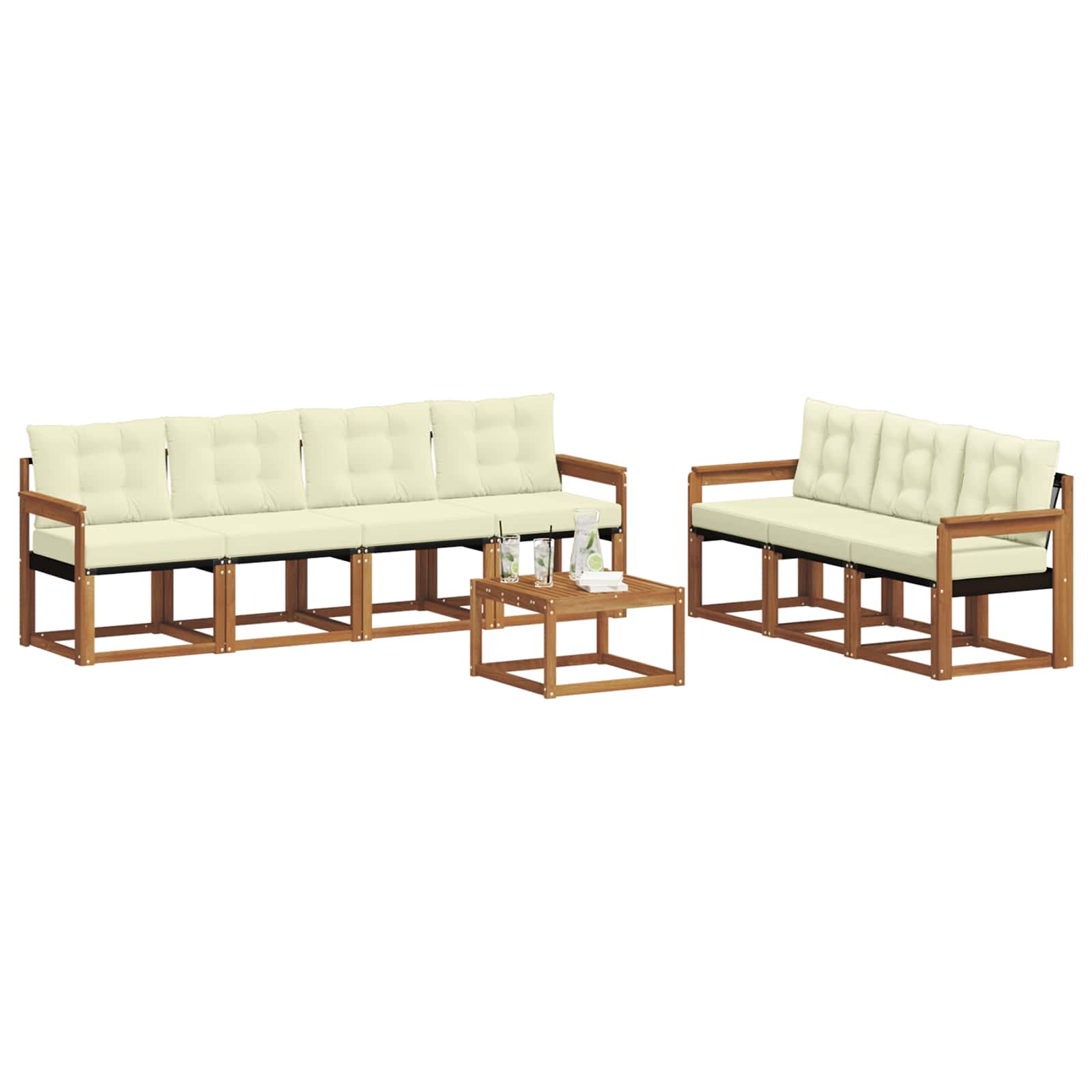 Outdoor-Sofagarnitur mit Kissen 8 pcs Natur und Creme