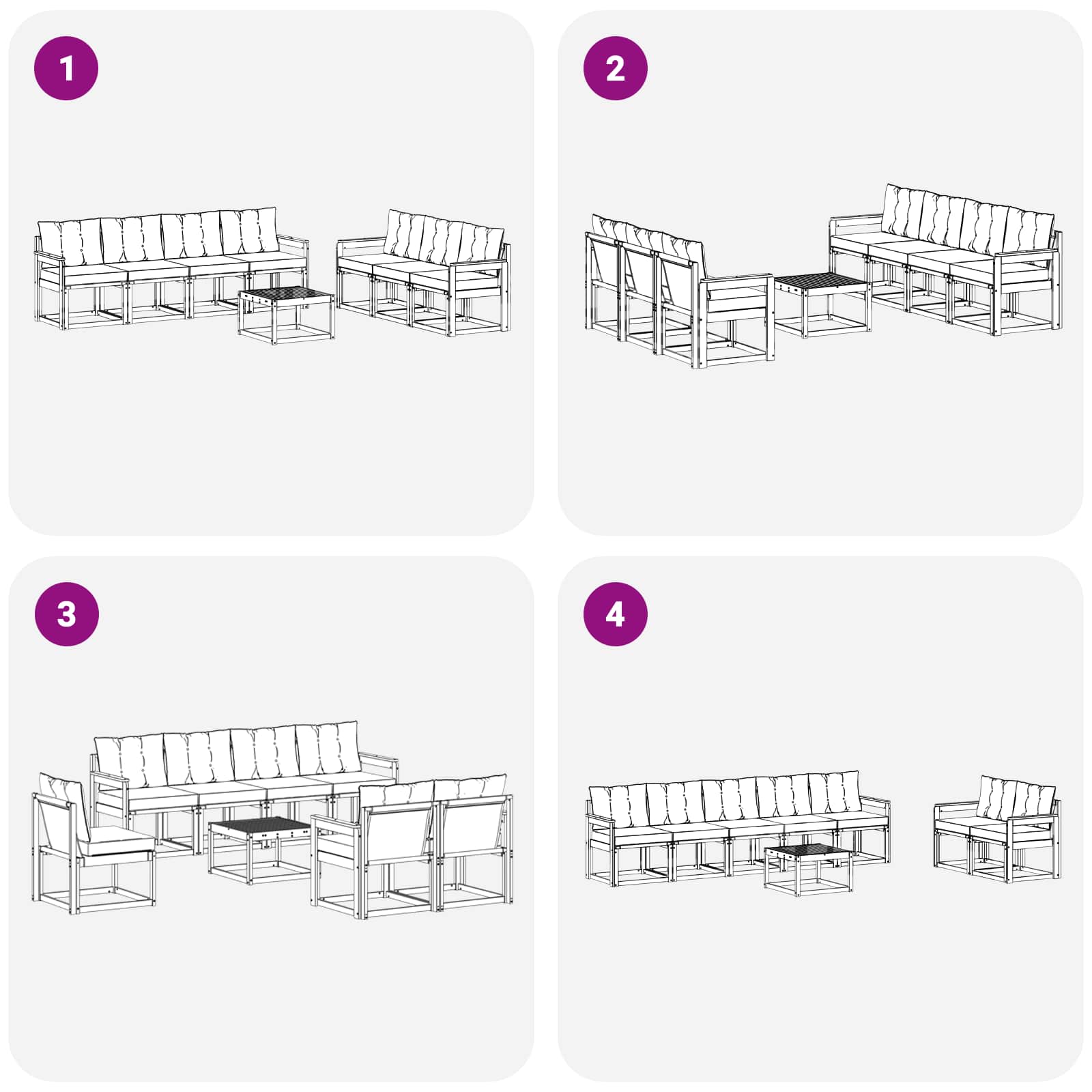 Outdoor-Sofagarnitur mit Kissen 8 pcs Natur und Creme