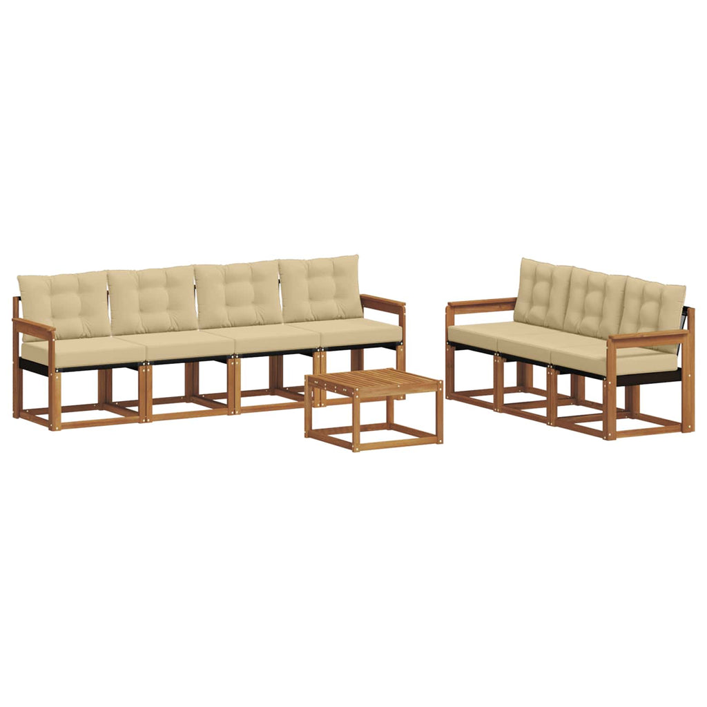 Outdoor-Sofagarnitur mit Kissen 8 pcs Natur und Beige