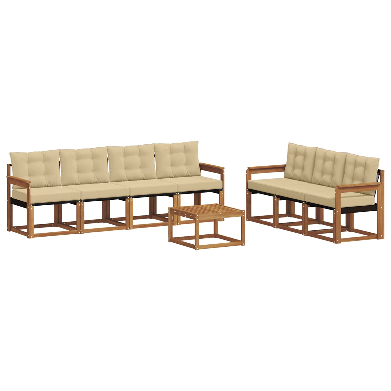 Outdoor-Sofagarnitur mit Kissen 8 pcs Natur und Beige
