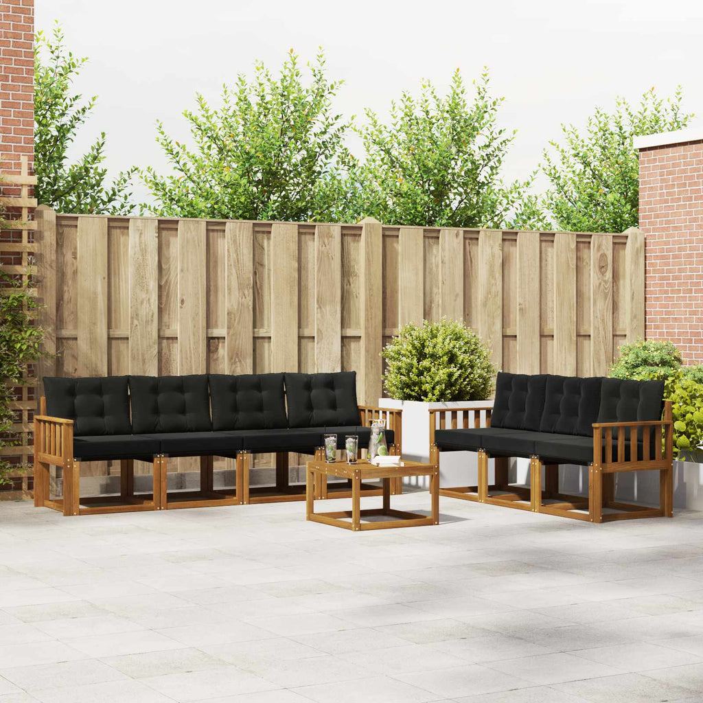 Outdoor-Sofagarnitur mit Kissen 8 pcs Natürlich und Schwarz