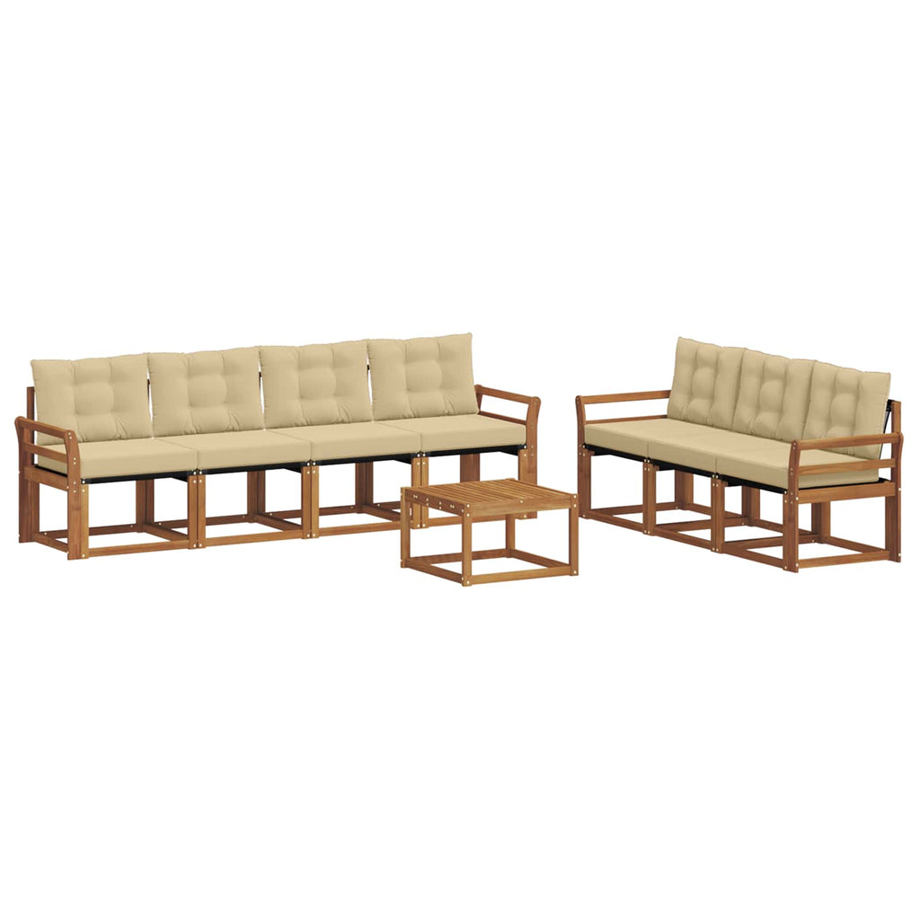 Outdoor-Sofagarnitur mit Kissen 8 pcs Natur und Beige