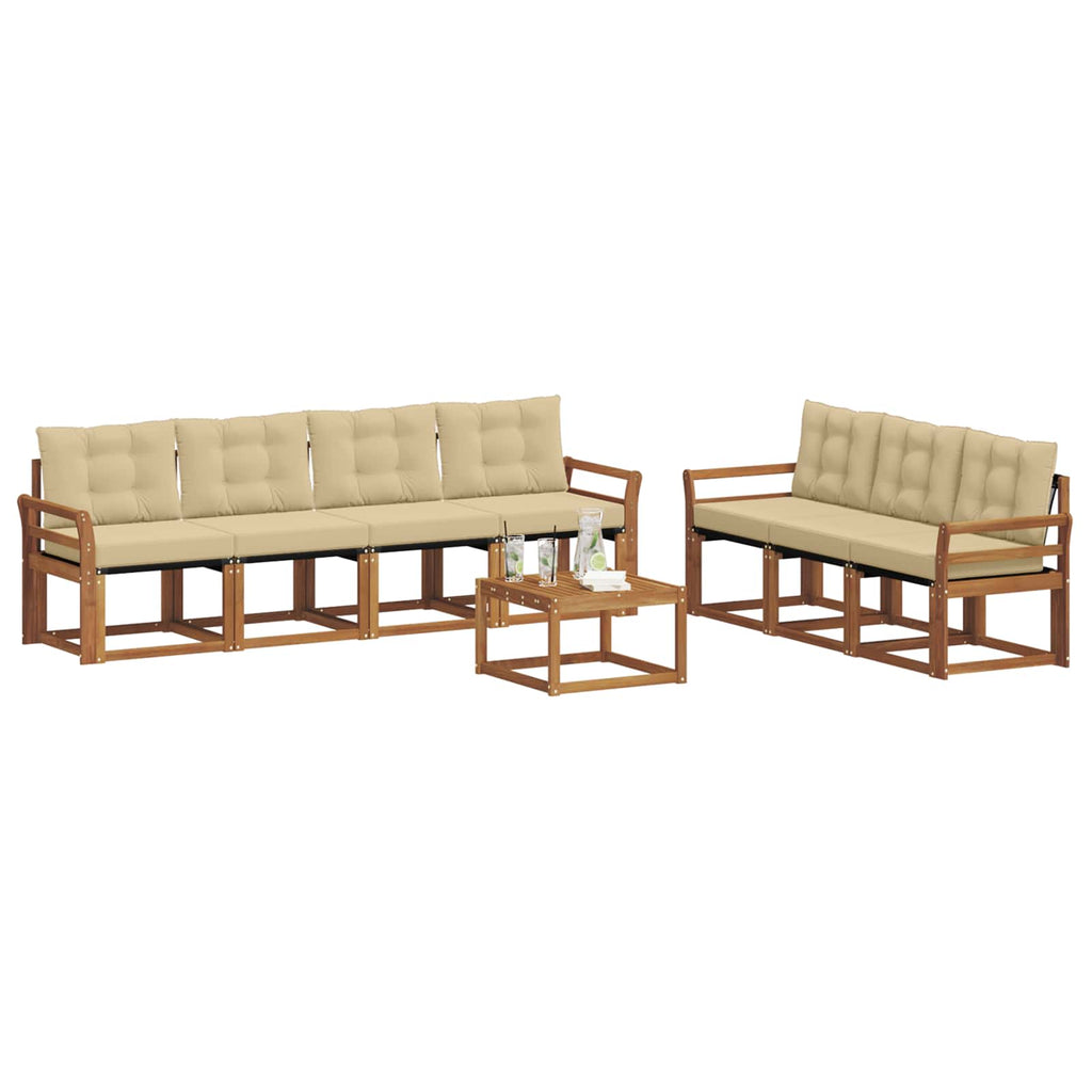 Outdoor-Sofagarnitur mit Kissen 8 pcs Natur und Beige