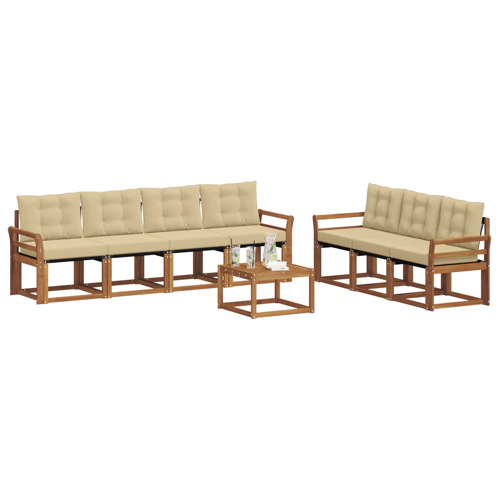 Outdoor-Sofagarnitur mit Kissen 8 pcs Natur und Beige