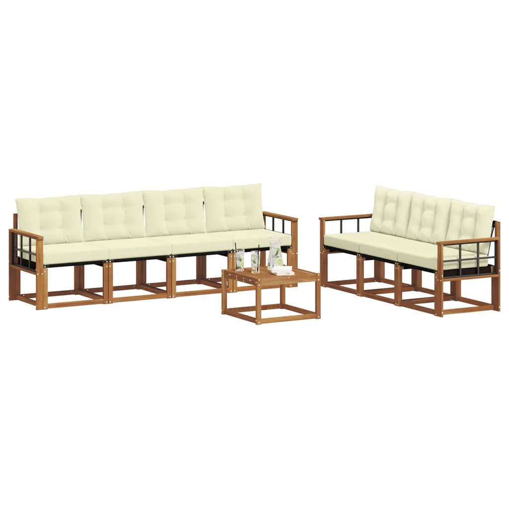 Outdoor-Sofagarnitur mit Kissen 8 pcs Natur und Creme