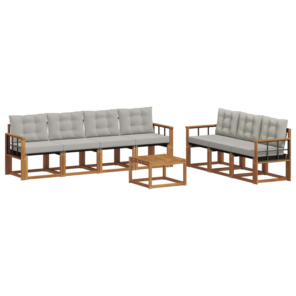 Outdoor-Sofagarnitur mit Kissen 8 pcs Natürlich und Hellgrau