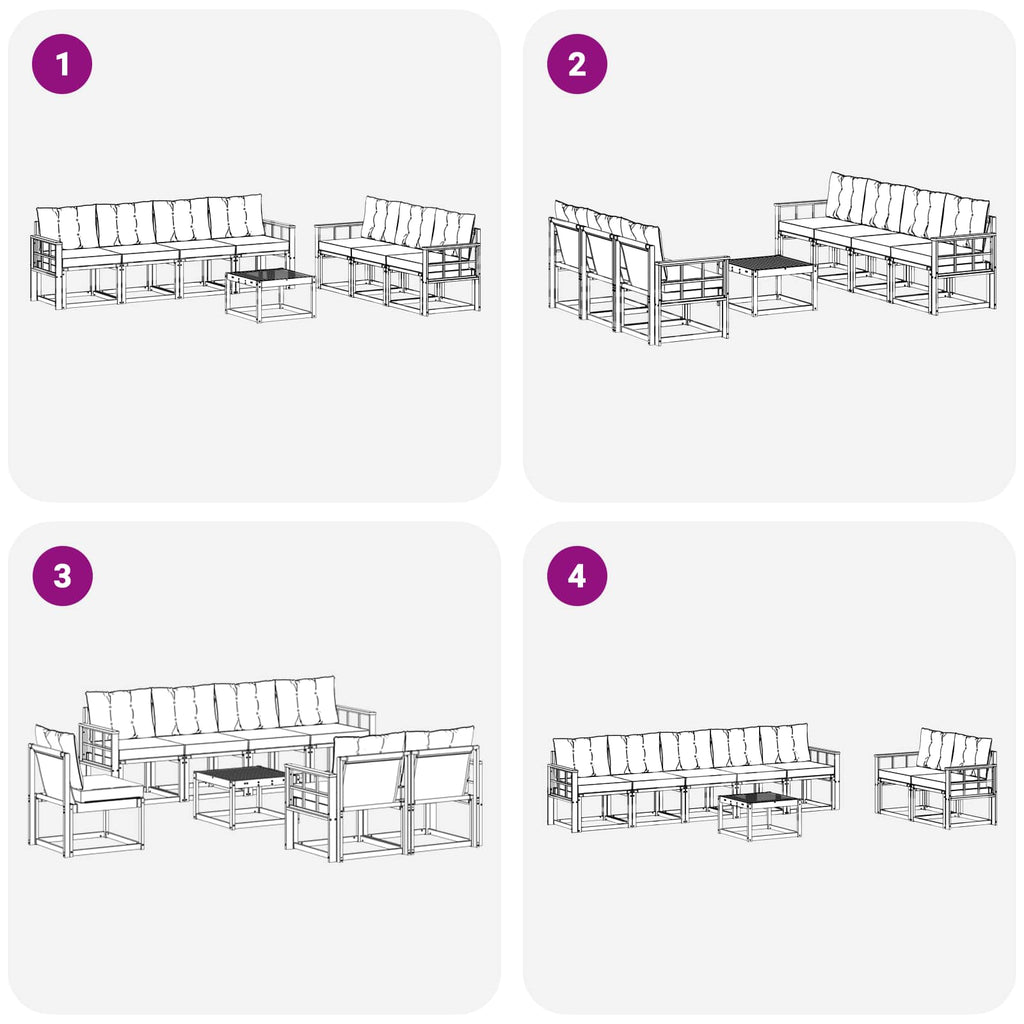 Outdoor-Sofagarnitur mit Kissen 8 pcs Natürlich und Hellgrau