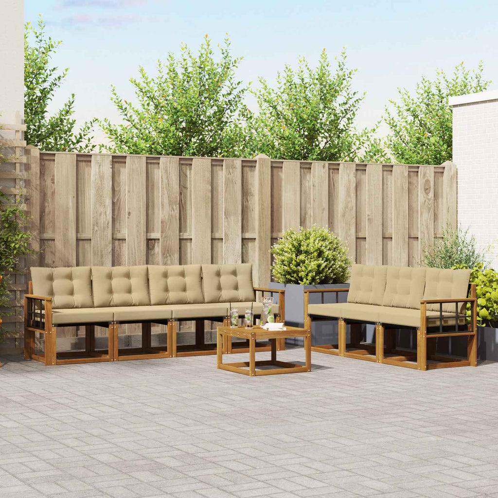 Outdoor-Sofagarnitur mit Kissen 8 pcs Natur und Beige