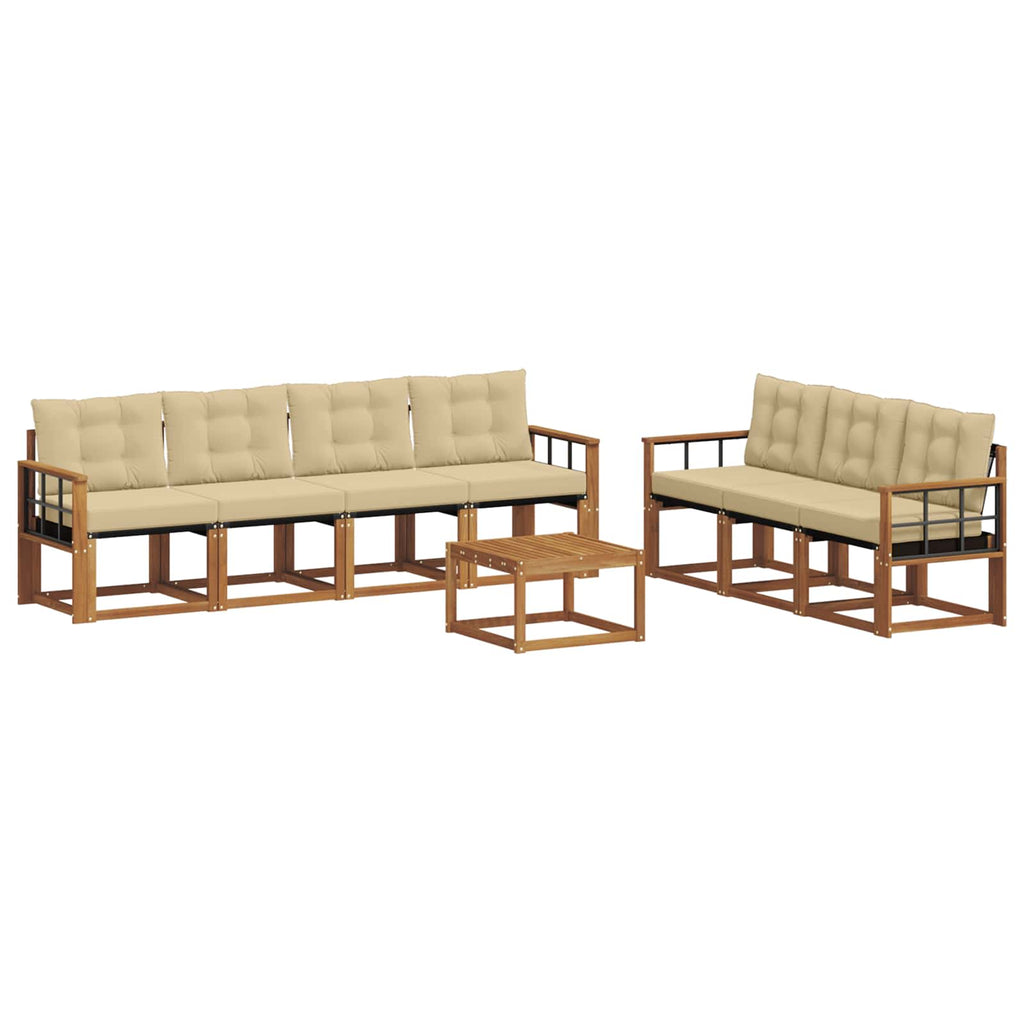 Outdoor-Sofagarnitur mit Kissen 8 pcs Natur und Beige