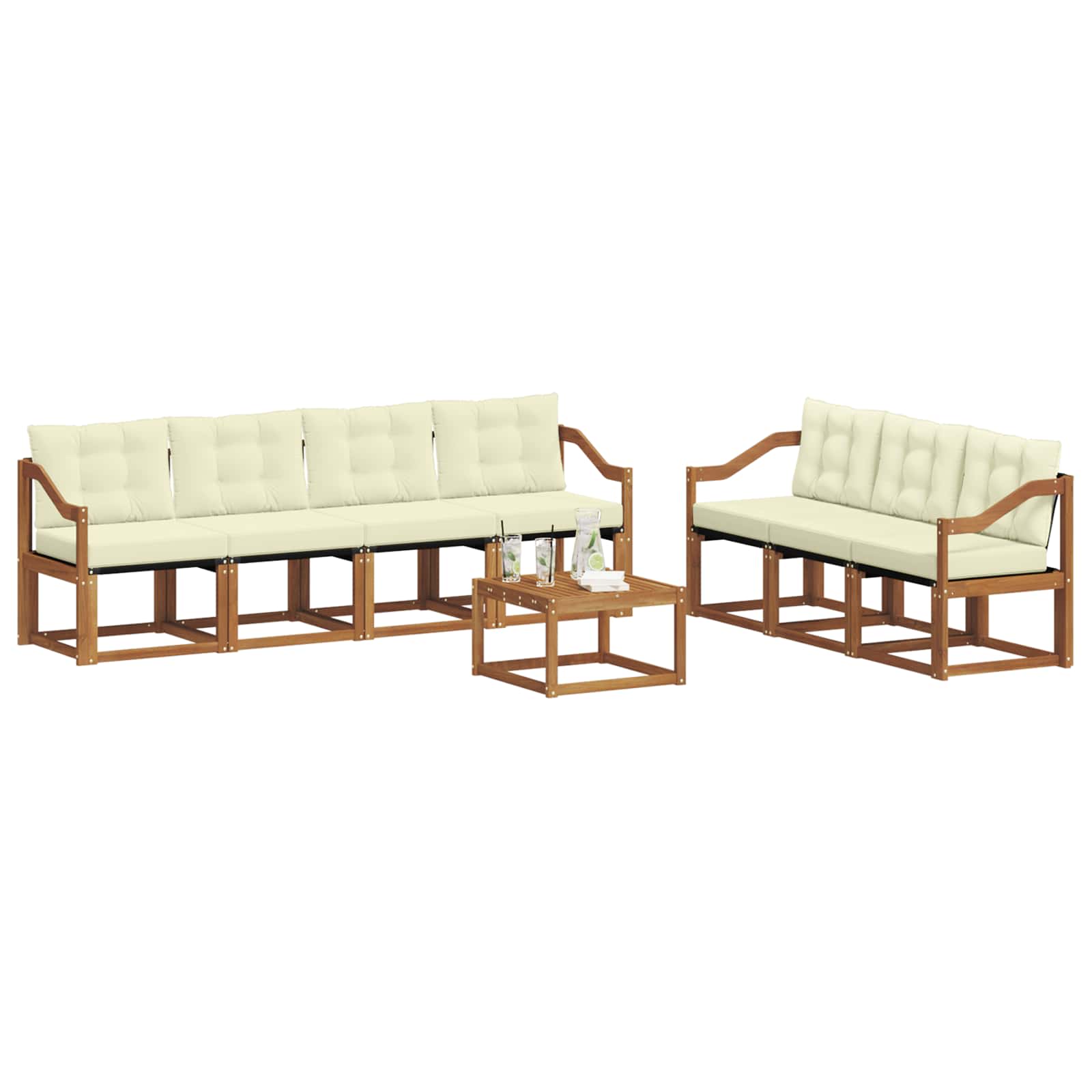 Outdoor-Sofagarnitur mit Kissen 8 pcs Natur und Creme