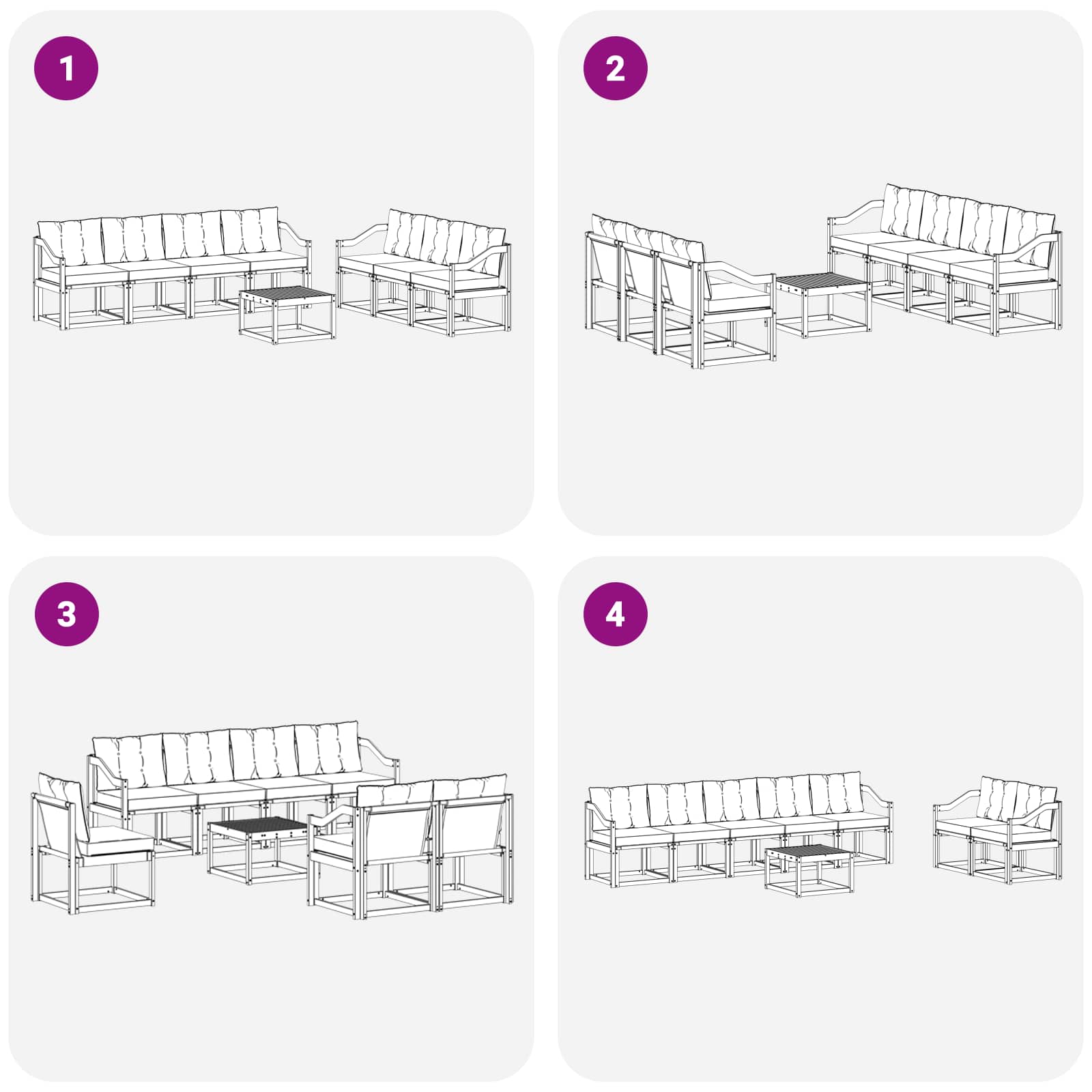 Outdoor-Sofagarnitur mit Kissen 8 pcs Natur und Creme